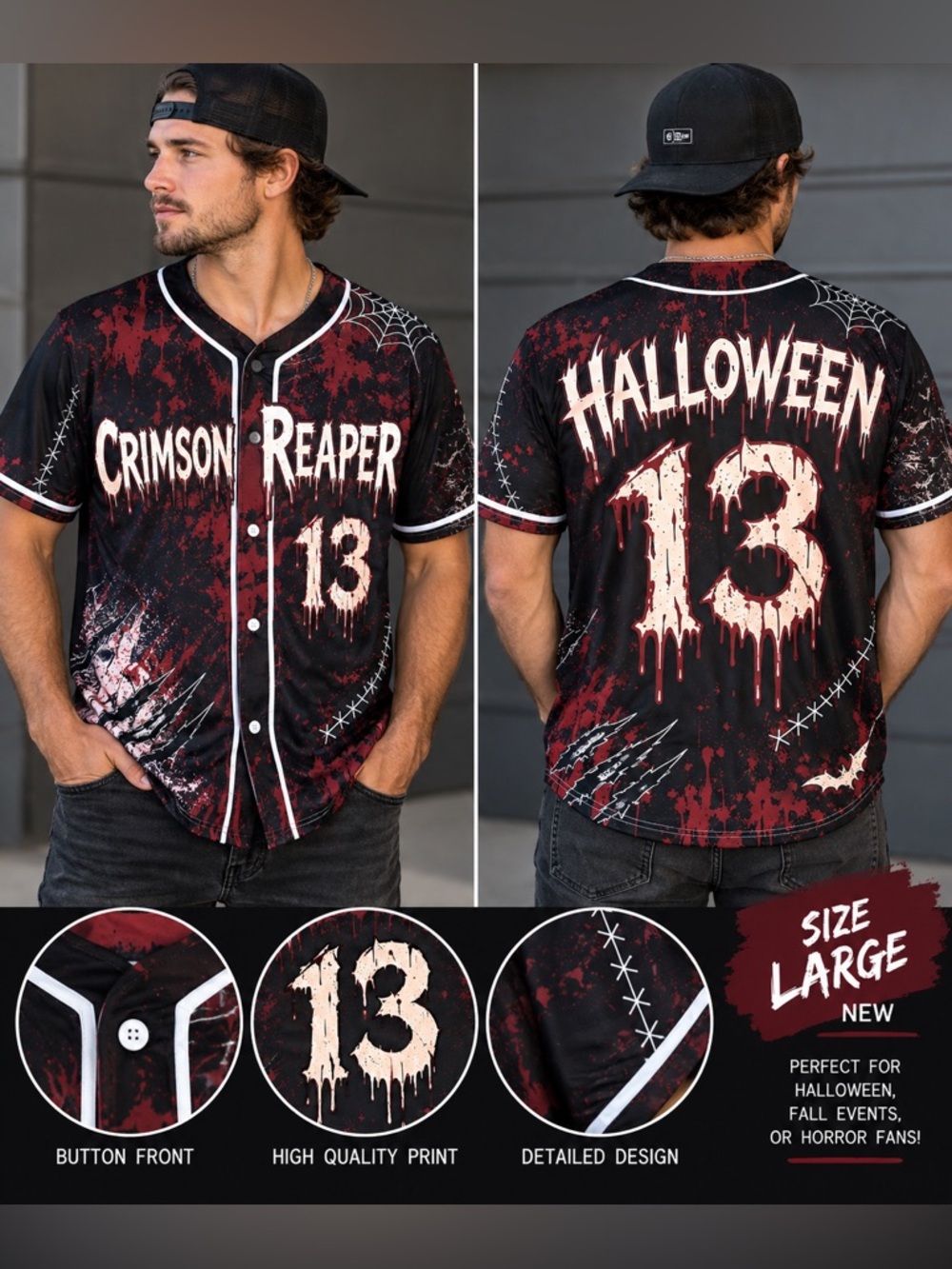 🎃 NEW Crimson Reaper Halloween Jersey – Size Large